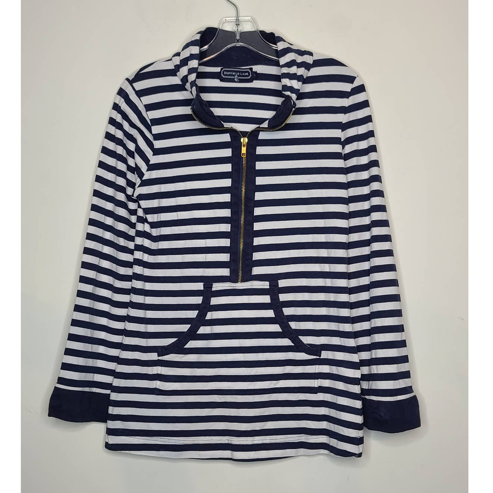 Duffield Lane zip up striped pullover - medium